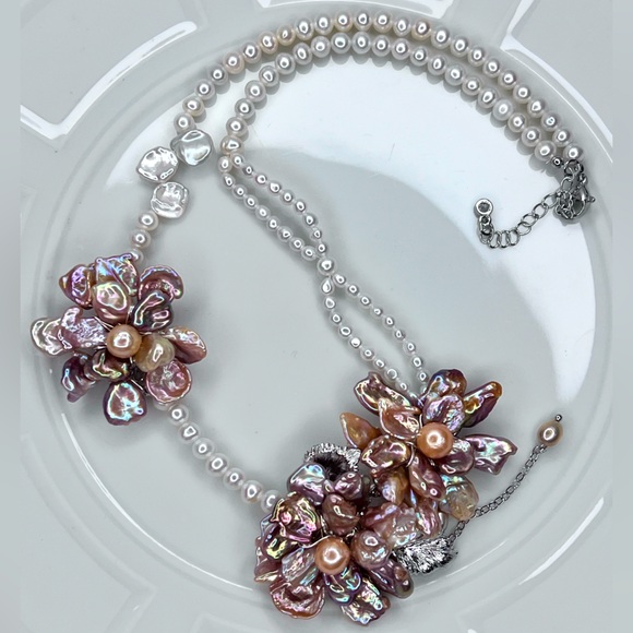 Handmade Freshwater RARE Unicorn 🦄 Keshi Pearl Triple Flower